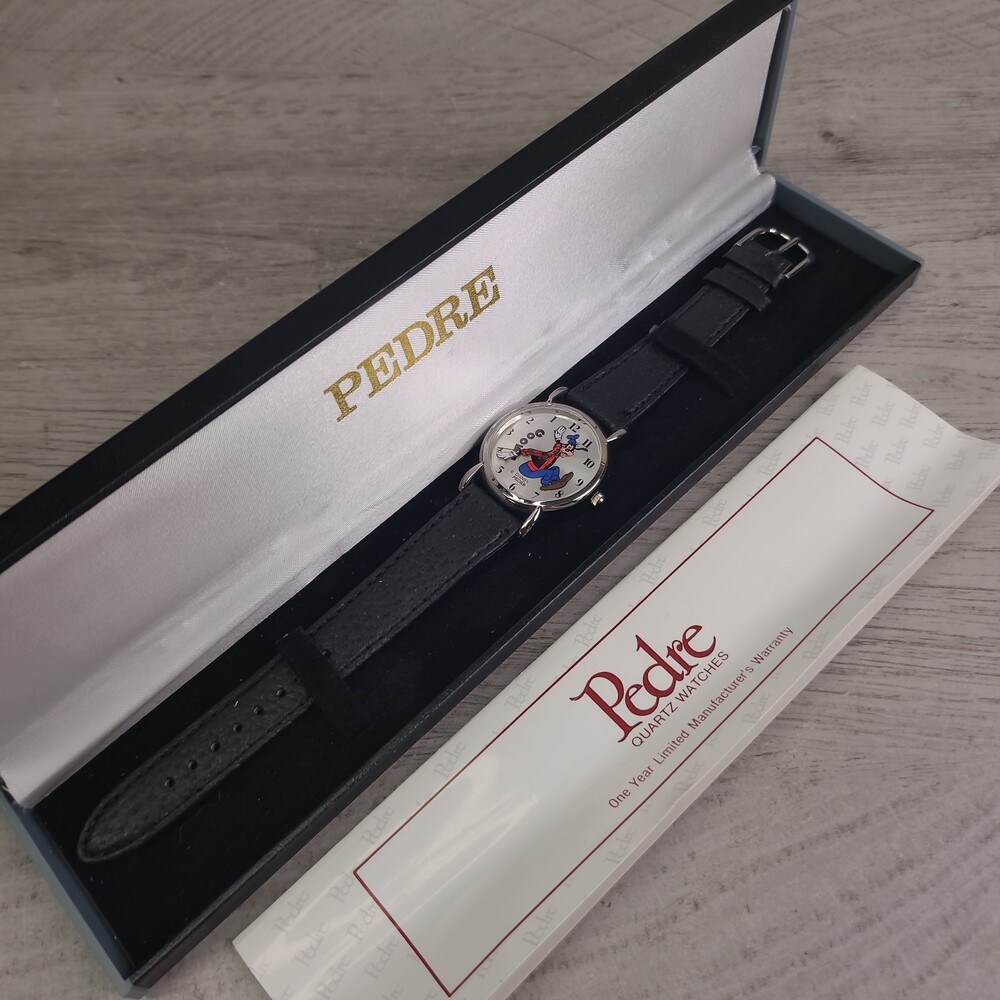 PEDRE Walt Disney Goofy Quartz Watch Womens With Box Papers Pigskin NEW NOS